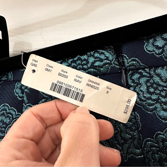 NWT J. Crew Collection Jacquard Metallic Floral Print Trumpet Skirt Green Blue - Picture 5 of 7